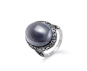 Intrigue Womens/Ladies Agate Ring (Silver) - JW842