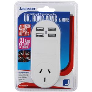 Jackson International Travel Adaptor for UK Hong Kong Singapore and More