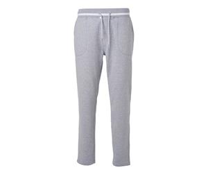 James And Nicholson Mens Jogging Bottoms (Heather Grey/White) - FU805