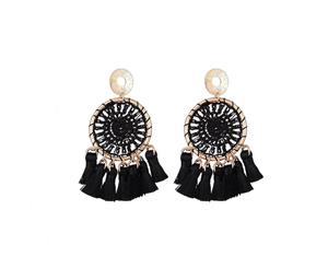 Jewelcity Sunkissed Womens/Ladies Dreamcatcher Earrings (Black) - JW959