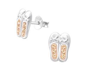 Kids Sterling Silver Ballerina Shoes Light Peach Ear Studs