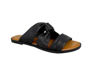 Leather Collection Womens/Ladies Leather Strappy Mules (Black) - KM859