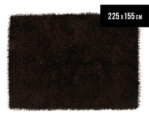 London Metallic 225x155cm Chunky & Thin Shag Rug - Chocolate