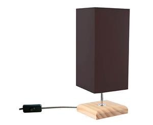 Luminite Wood Square Base Chocolate Table Lamp Bedside Light Decor Furniture