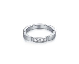 Maillon Unitary Link Ring with Swarovski Crystals Rhodium Plated