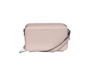 Mocha Double Zip Clutch Crossbody Bag - Blush