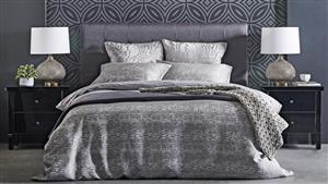 Moire Silver King Quilt Cover Set