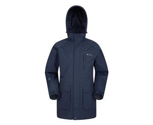 Mountain Warehouse Mens Long Waterproof Jacket Rain Coat Cagoule Taped Seams - Navy