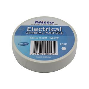 Nitto Denko 18mm x 20m White PVC Electrical Insulation Tape