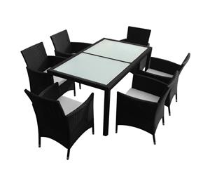 Outdoor Dining Set 13 Piece Poly Rattan Black Garden Patio Table Chair