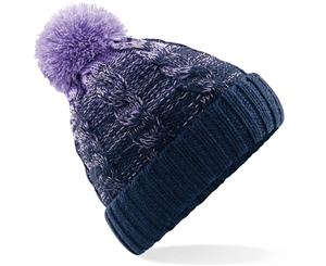 Outdoor Look Womens/Ladies Dunoon Heavy Knit Pom Pom Winter Beanie Hat - Lavender/FrenchNavy