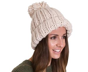 Outdoor Look Womens/Ladies Glencoe Oversized Chunky Knit Beanie Hat - Oatmeal