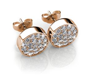 Pave Earrings Embellished with Swarovski crystals-Rose Gold/Clear