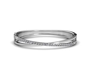 Perfection Bangle Embellished with Swarovski crystals-White Gold/Clear