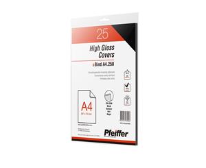 Pfeiffer High Gloss Covers A4 250gsm Black 25-Pack (R)