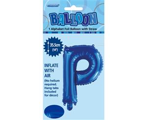 Royal Blue P Alphabet Foil Balloon 35cm