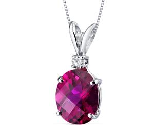 Ruby Diamond Pendant 14K White Gold Oval 10 x 8 mm 3.5 ct NSJP8932