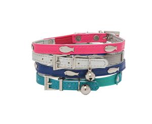 Rufus And Coco Fish Stud Cat Collar - Silver