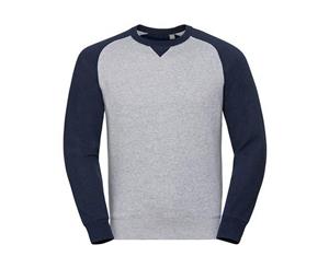 Russell Mens Authentic Baseball Sweatshirt (Light Oxford/Indigo Melange) - RW7106