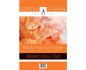 SAA Watercolour Practice Paper Pad 1/4 Imperial (28x38cm/11x15") ROUGH 12 Sheets