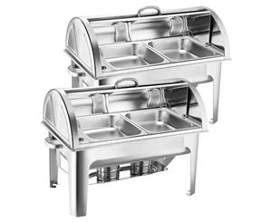 SOGA 2X Stainless Steel Roll Top Chafing Dish 2*4.5L Dual Trays Food Warmer