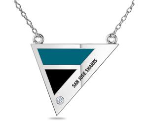 San Jose Sharks Diamond Pendant Necklace For Women In Sterling Silver Design by BIXLER - Sterling Silver