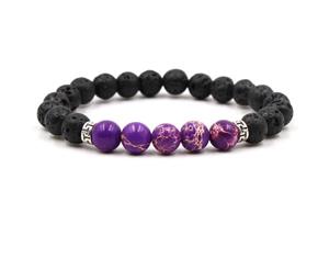 Sea Sediment Jasper and Lava Healing Aromatherapy Essential Oil Diffuser Bracelet - Protection and Stability - 5 Colours - Gift Idea - Purple Emperor