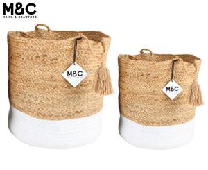 Set of 2 Maine & Crawford Clover Jute Storage Baskets w/ Tassel