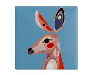 Set of 6 Maxwell & Williams Pete Cromer Ceramic Square Tile Drink Coasters - Kangaroo