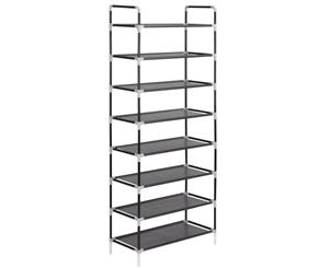 Shoe Rack with 8 Shelves Metal and Non-woven Fabric Black Organiser