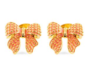 Short Story Ribbon Earrings - Gold/Peach