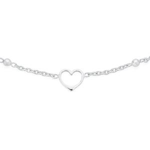 Silver 25cm Open Heart Anklet