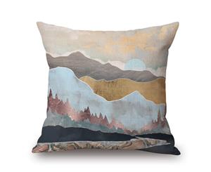 Simple Colored Landscape Painting on Cotton&linen Pillow Cover 84413