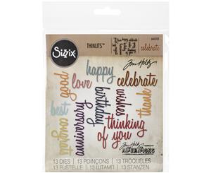 Sizzix Thinlits Dies 13/Pkg By Tim Holtz-Celebration Script Words