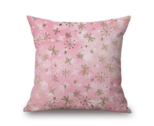 Snowflakes on Pink Cotton&linen Pillow Cover 80695