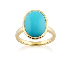 Statement Oval Turquoise Ring in 9ct Yellow Gold