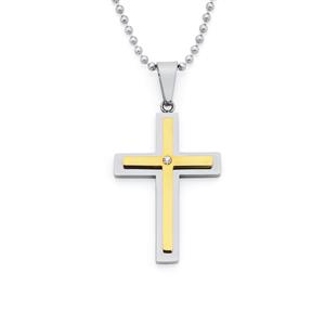 Steel & Gold Plate Cross