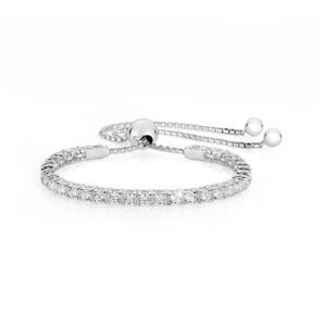 Sterling Silver Cubic Zirconia Tennis Drawstring Style Bracelet
