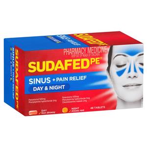 Sudafed PE Sinus Day and Night Relief 48 Tablets