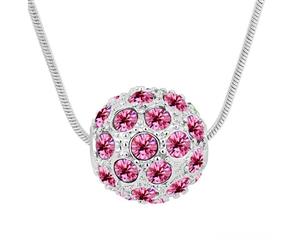 Swarovski Crystal Elements - Shamballa Ball Necklace - 5 Colours - White Gold Plate - Valentine's Day Gift Idea - Rose Red