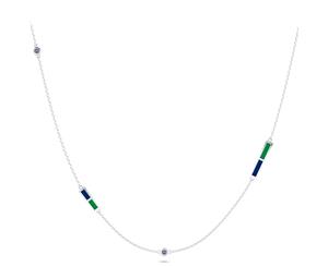 Vancouver Canucks Sapphire Chain Necklace For Women In Sterling Silver Design by BIXLER - Sterling Silver