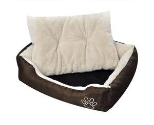 Warm Dog Bed with Padded Cushion XL Brown Pet Cat Puppy House Basket