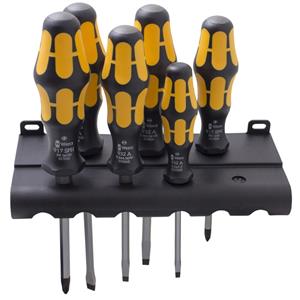 Wera 932/6 Kraftform 6 Piece Chisel Screwdriver Set and Rack