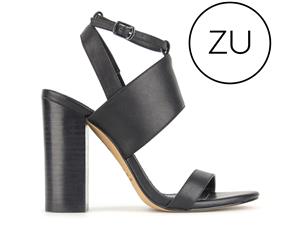 Zu Static Womens Leather Dress Round Block Heel - Black