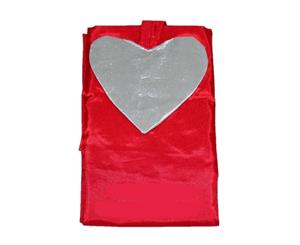 1pce Satin Bali Flag with Heart Tail 18 Colours 1m-7m Sizes Wedding & Events Pool Decor - Red (Silver Heart)