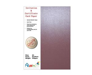 20pce Peach Metallic Certificate / Invitation Card Paper 250gsm A4 Acid Free - Peach Metallic