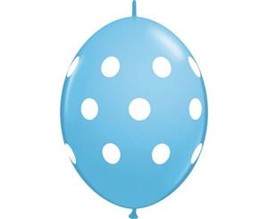 30cm Standard Pale Blue Quick Link Big Polka Dots Latex Balloons Pack of 50