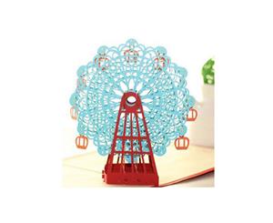 3d Handmade Ferris Wheel Blue Greeting Card for All Occasions