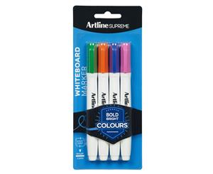 4pc Artline Supreme Whiteboard Markers Water Based Pens Assorted Bright Colours