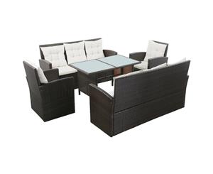 5 Piece Garden Lounge Set with Cushions Poly Rattan Brown Table Seat